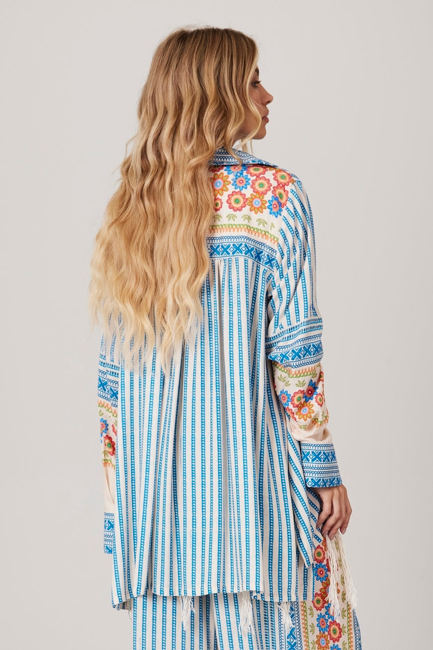 Camisa Ampla Godê Azul Coleção Pira Omomba''e Yacamim K3<br /><br /><br />