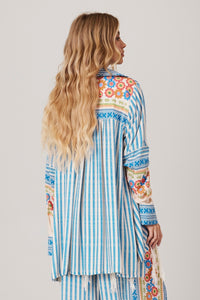 Camisa Ampla Godê Azul Coleção Pira Omomba''e Yacamim K3<br /><br /><br />