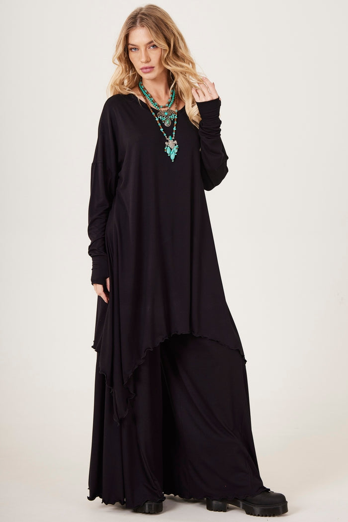 Vestido Curto Com Pontas Laterais Preto Yacamim E15 Liso