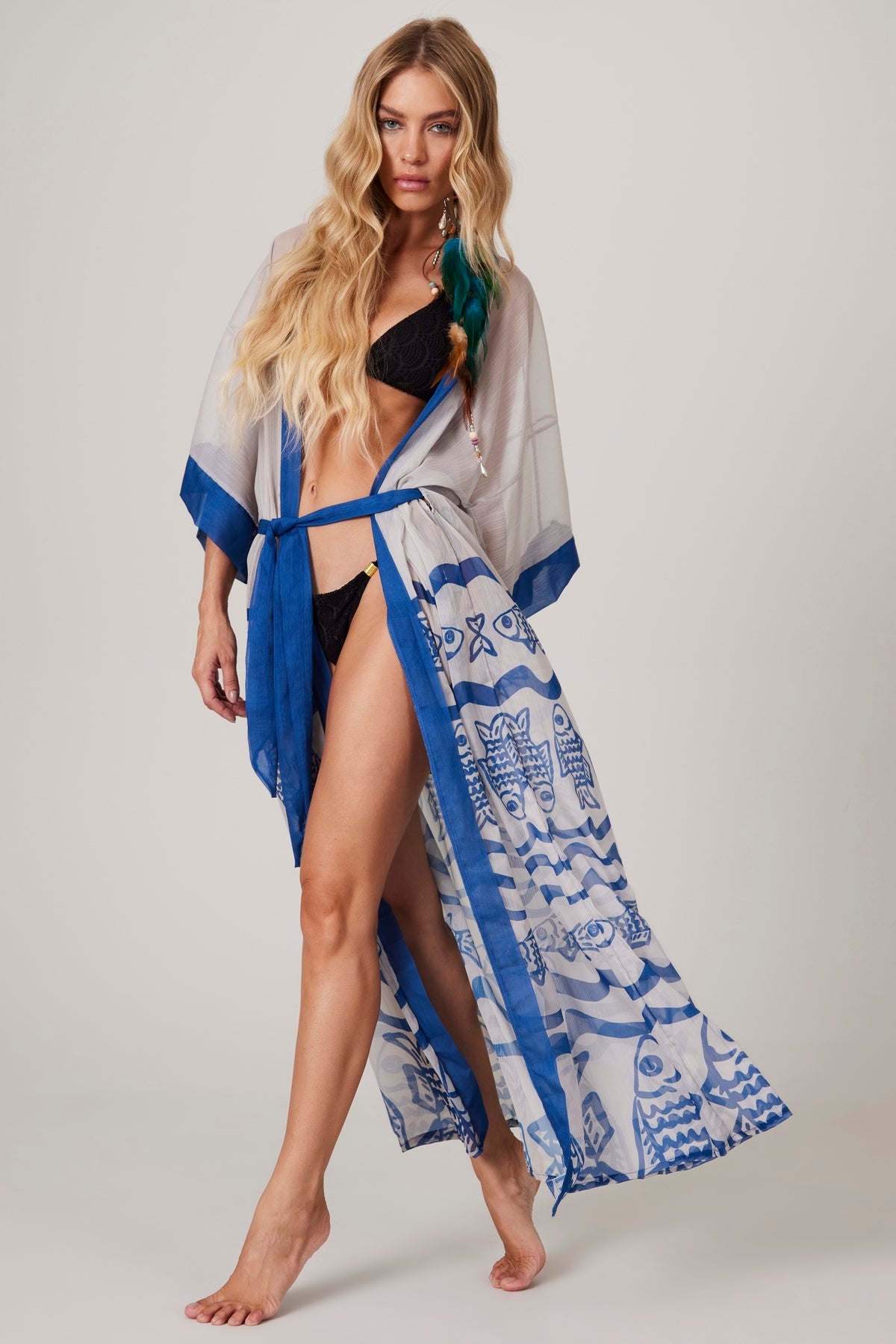 Kimono Longo De Tule Coleção Pira Omomba''e Yacamim K6