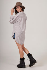 Chemise Amplo Marrom Listrado Yacamim L5