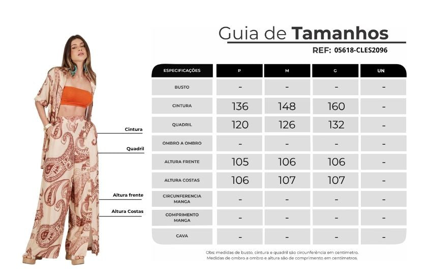 Calça Pantalona Bege Estampa Cashmere Yacamim A36