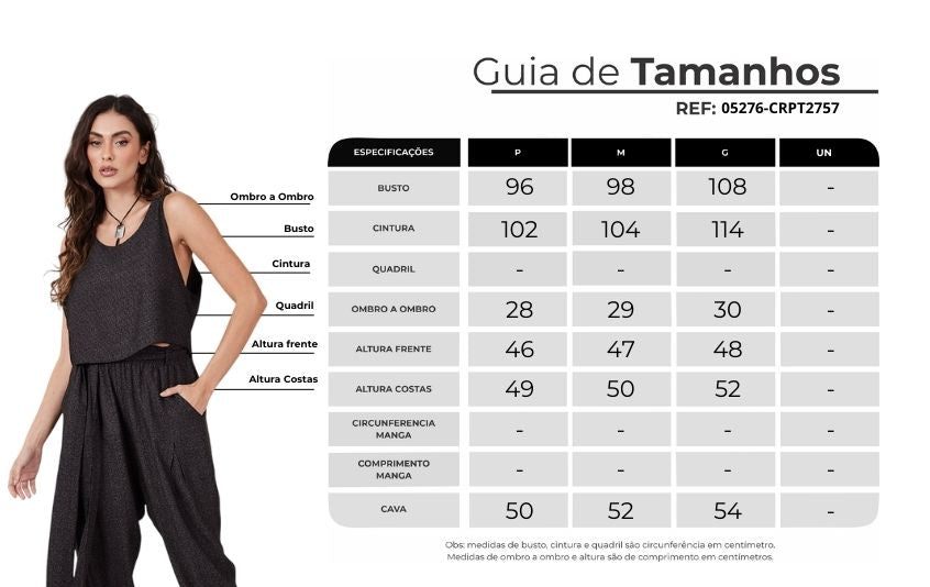 Regata Cropped Preta Yacamim A25 liso