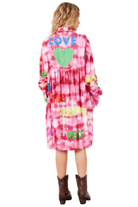 Chemise Ampla Estampa Love Rosa Tie Dye Yacamim L4