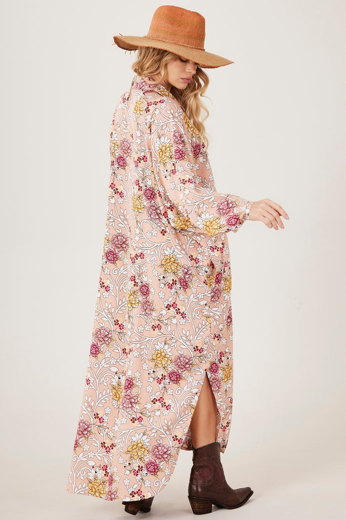 Chemise Longo Amplo Rosé Estampado Yacamim P8