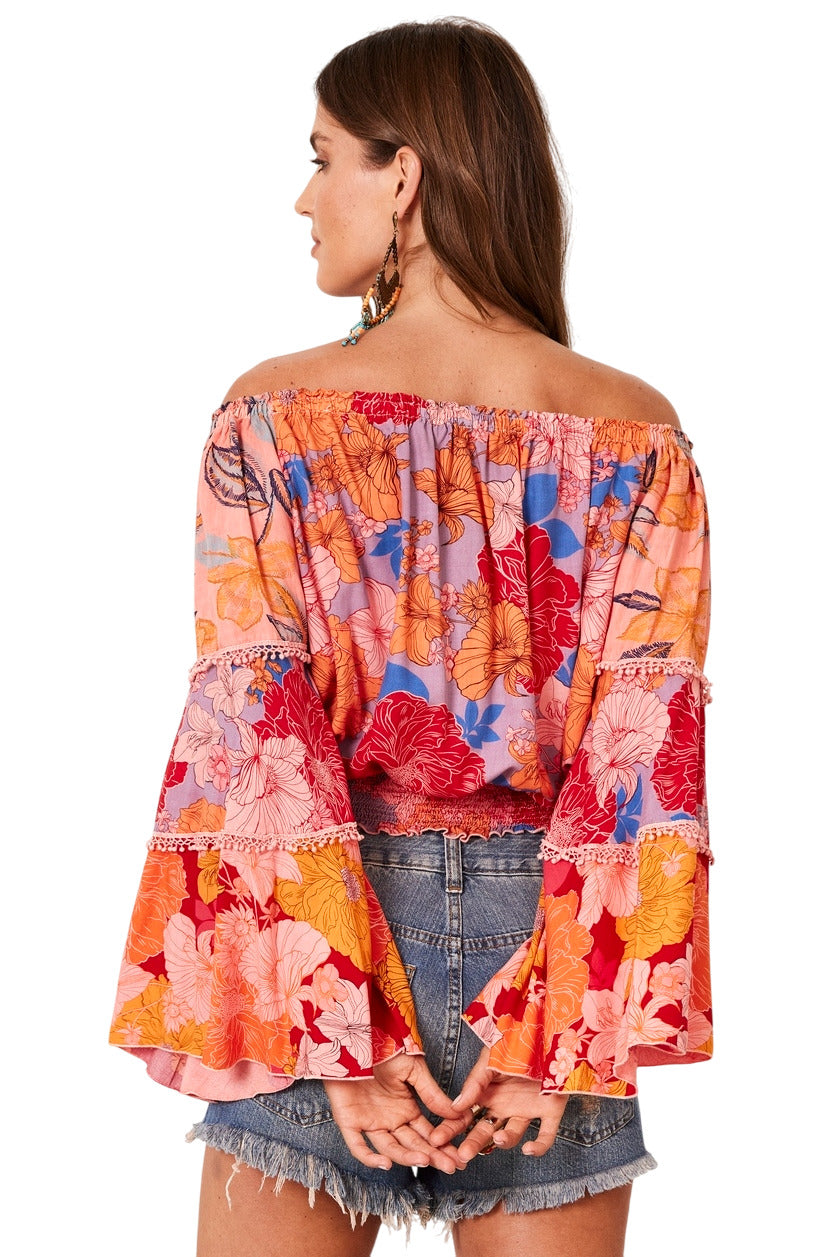 Bata Ciganinha Com Mangas Flare Rosa Patchwork Yacamim B8