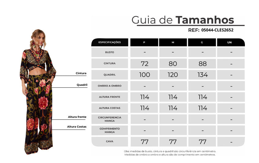 Calça Pantalona Com Bolsos Preto Estampado Yacamim A33