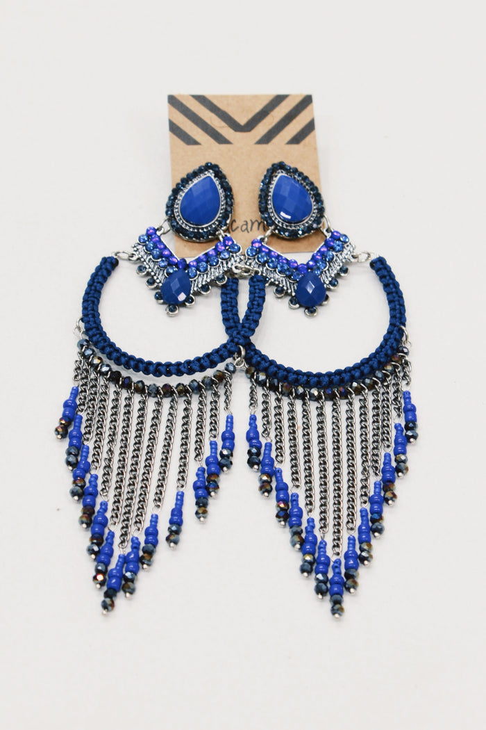 Brinco De Miçangas E Macramê Ultravioleta Yacamim #616