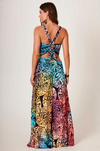 Calça Pantalona De Malha Estampa Digital De Batik Yacamim G8