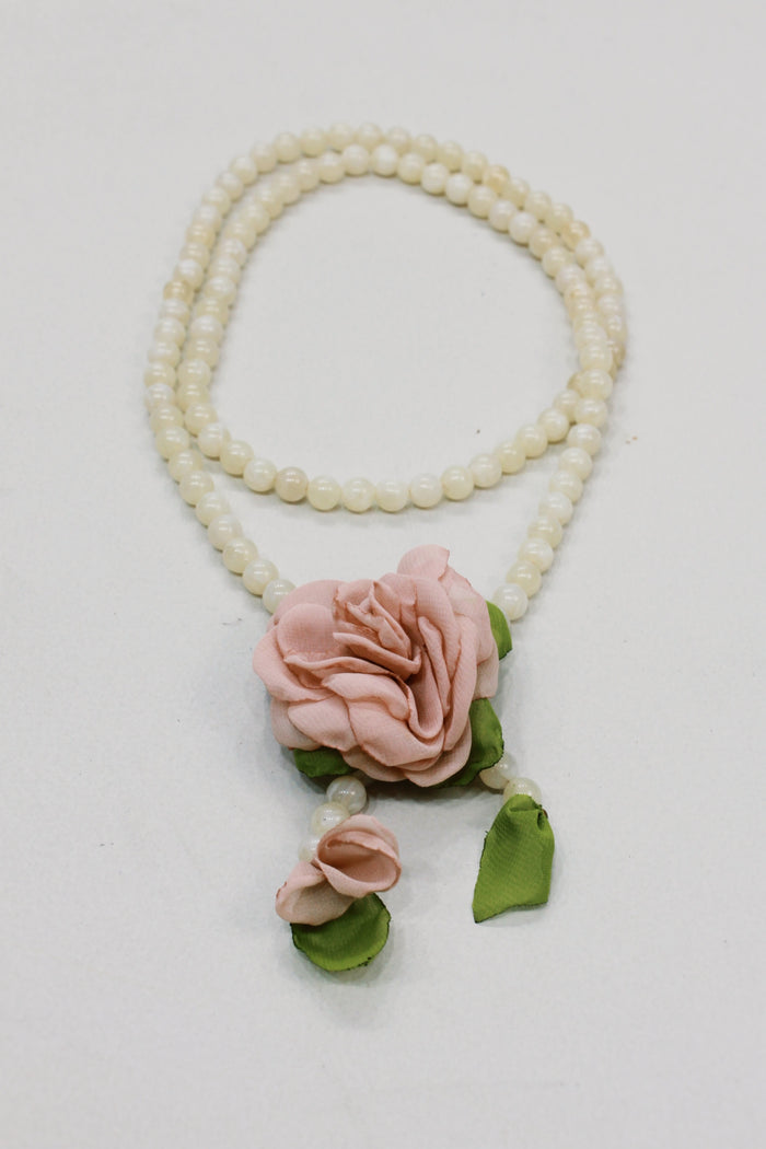 Colar Ave Maria Com Flor Rosé Yacamim #589