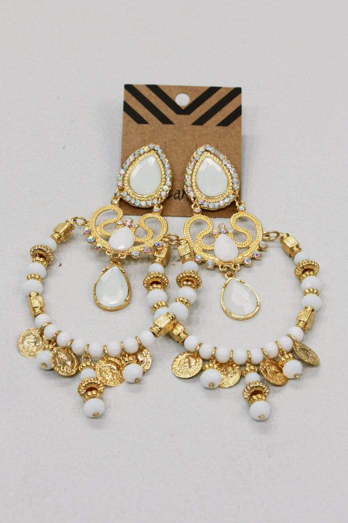 Brinco De Miçangas Branco Yacamim #613