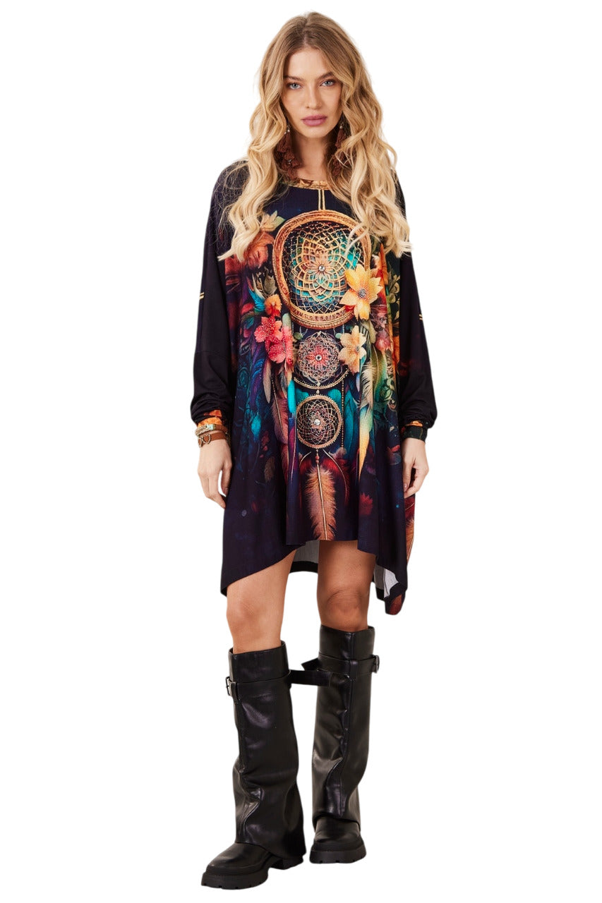 Bata Ampla Com Pedrinhas Estampa Exclusiva Filtro Dos Sonhos Yacamim S4