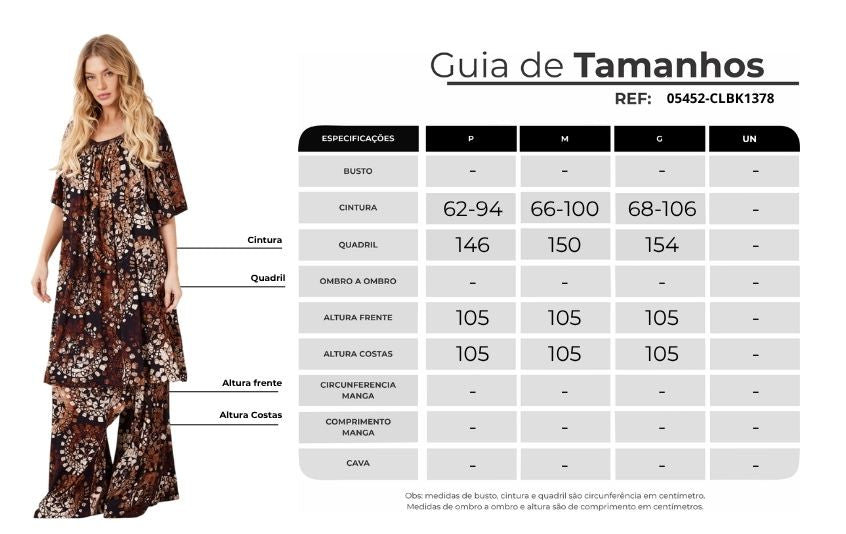 Calça Saruel Pantalona Estampa De Batik Marrom Yacamim H10