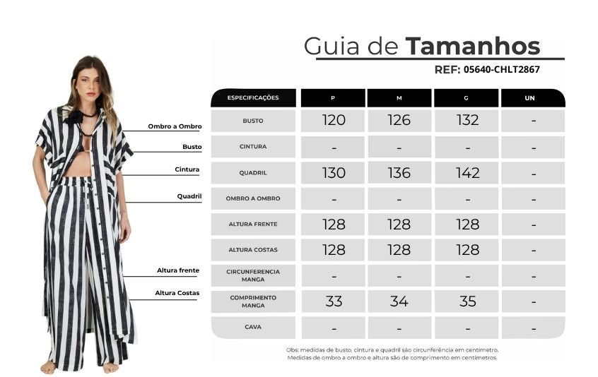 Chemise Longo Listrado Preto E Branco Yacamim Q6