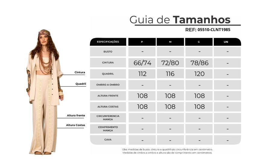 Calça Pantalona De Viscolinho Bege Nature Yacamim H2