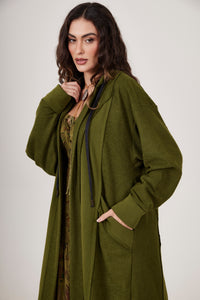 Casaco Midi Com Capuz Verde Escuro Yacamim L1/2 Liso