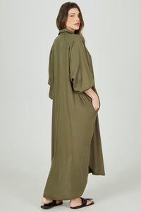 Chemise Longa Ampla Verde Musgo Yacamim P2