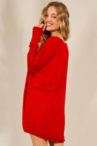 Blusa Básica Alongada De Dedinho Vermelha Yacamim B10 Liso