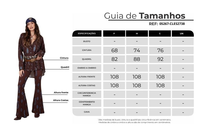 Calça Flare Marrom Escuro Estampa Cashmere Yacamim A33