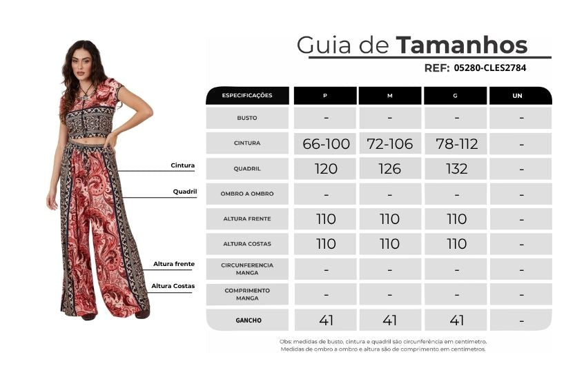 Calça Pantalona Estampa Cashmere Yacamim A26