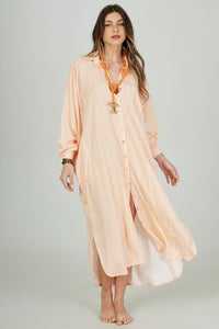 Chemise Longa Ampla Laranja Listrado Yacamim L4