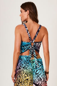 Top Cropped Com Amarração Nas Costas Estampa Batik Yacamim F14