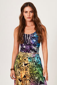 Top Cropped Com Amarração Nas Costas Estampa Batik Yacamim F14