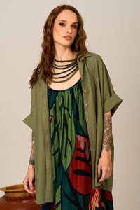 Camisa De Linho Verde Militar Yacamim A16