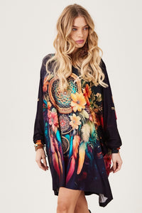 Bata Ampla Com Pedrinhas Estampa Exclusiva Filtro Dos Sonhos Yacamim S4