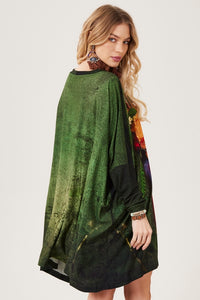 Bata Ampla Com Pedrinhas Estampa Exclusiva Filtro Dos Sonhos Verde Yacamim T4