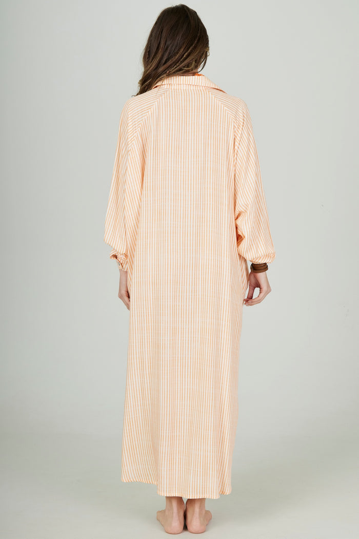 Chemise Longa Ampla Laranja Listrado Yacamim L4