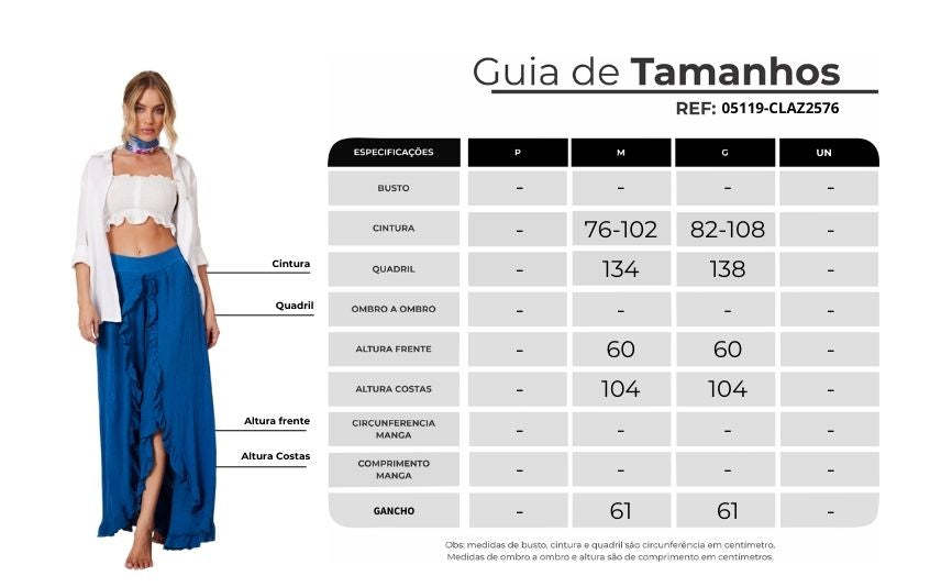 Calça Com Abertura E Babadinhos Azul Yacamim I6 Liso