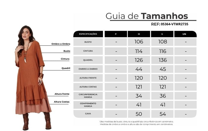 Vestido Midi Caramelo Escuro Yacamim C26