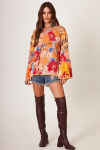 Bata Ciganinha Laranja Estampado Patchwork Yacamim B3