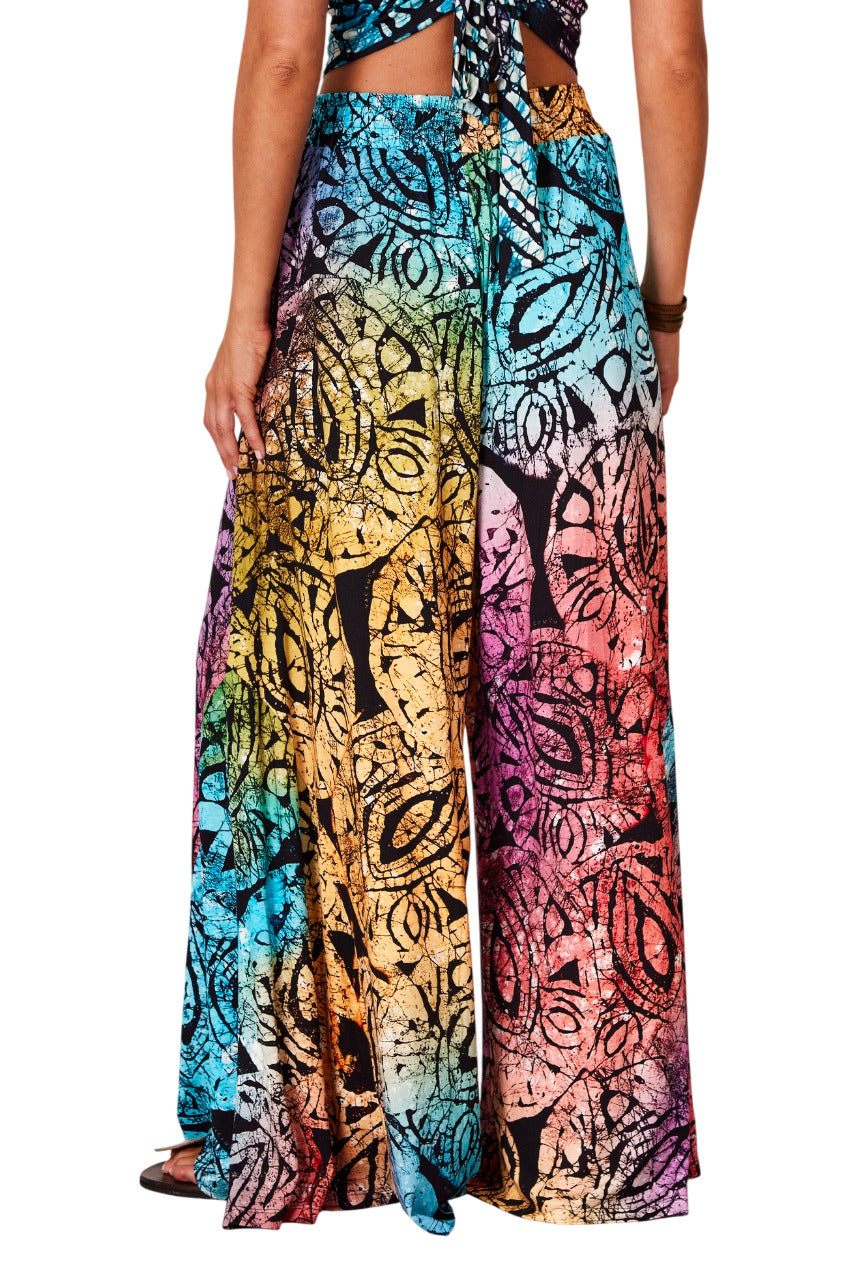 Calça Pantalona De Malha Estampa Digital De Batik Yacamim G8