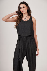 Regata Cropped Preta Yacamim A25 liso