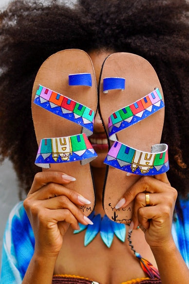 Sandália Rasteira De Couro Arraial Coleção Bahêa Yacamim #546