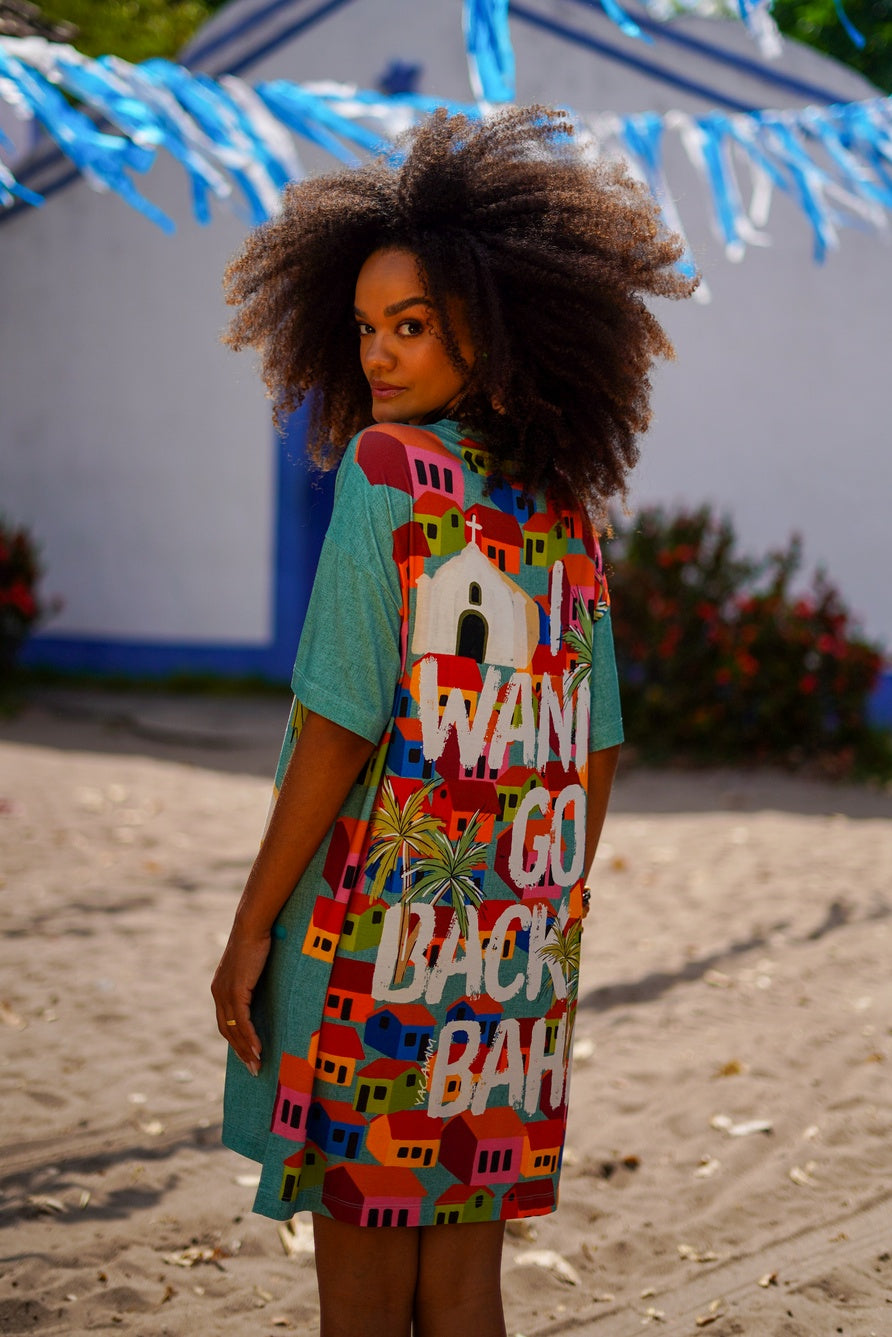 Camiseta I Wanna Go Back To Bahia Coleção Bahêa Yacamim Q3