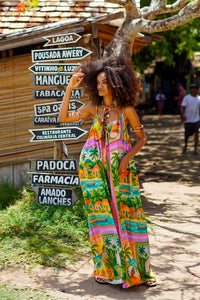 Macacão Longo Verde Estampado Coleção Bahêa Yacamim R4