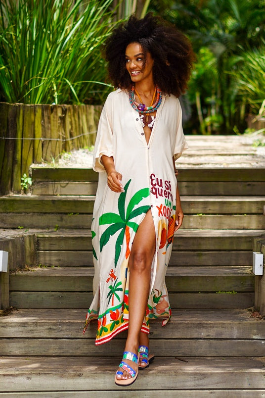 Chemise Midi Bege Caraíva Coleção Bahêa Yacamim R4