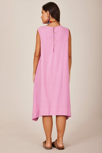 Vestido Curto De Linho Regata Lilás Yacamim C9 Liso