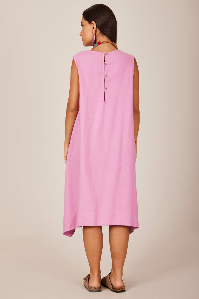 Vestido Curto De Linho Regata Lilás Yacamim C9 Liso