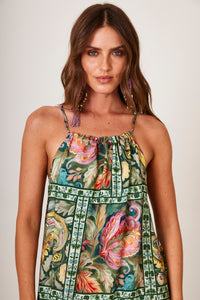 Vestido Curto Mullet Verde Estampa Geométrica Yacamim C8