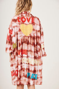 Chemise Ampla Marrom Estampa Tie Dye Digital Yacamim L2