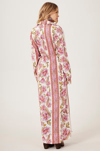 Chemise Longo Transpassado Rosa Estampa Cashmere Yacamim M3