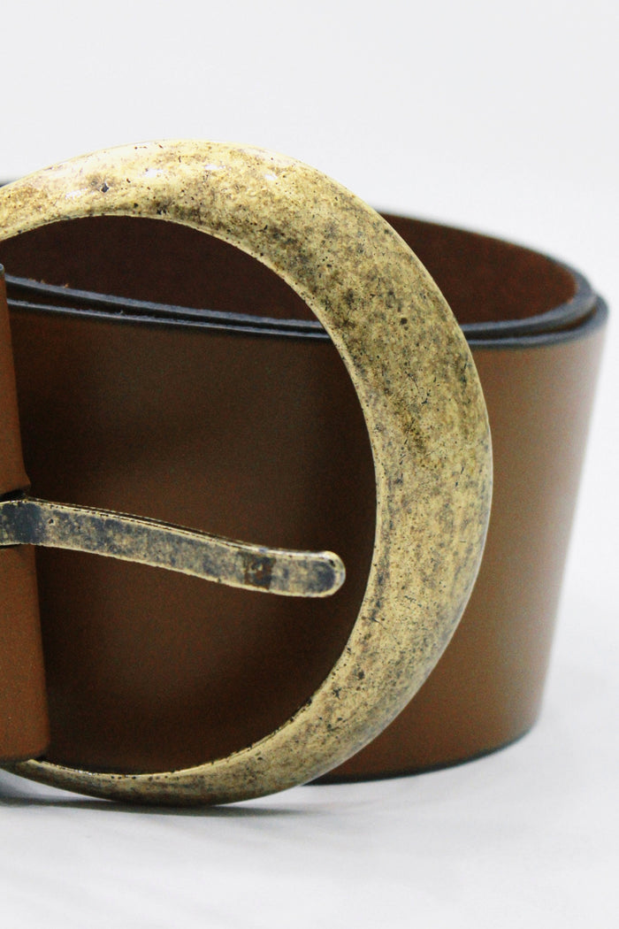 Cinto Mágico Com Fivela Em Ouro Velho Marrom Yacamim #468