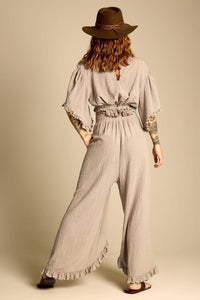 Calça De Cintura Alta Com Babadinhos Em Tom De Verde Yacamim A9