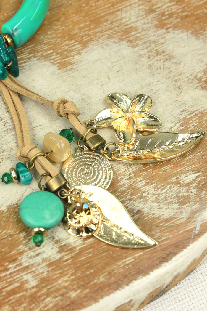 Colar Artesanal Com Pingentes De Pedras Yacamim #357