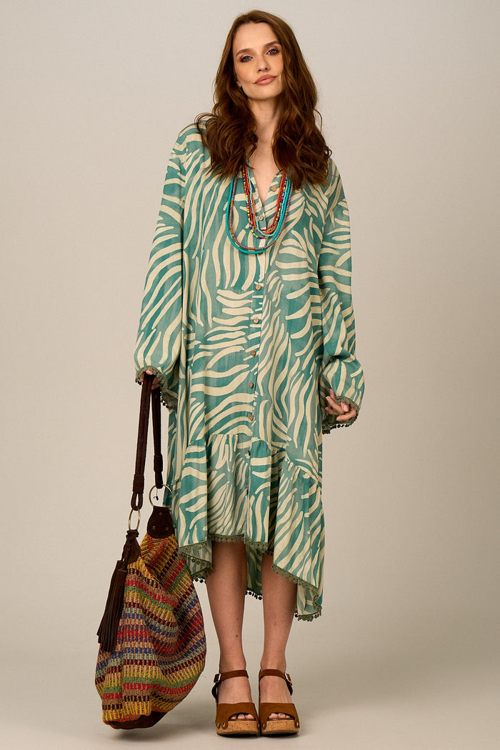 Chemise Midi Verde Estampado Yacamim L3