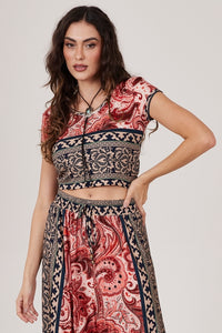 Blusa Cropped Estampa Cashmere Yacamim A27